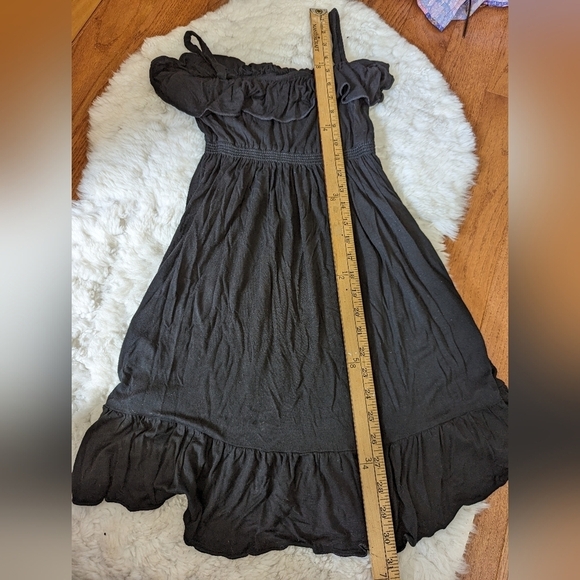 Soprano jersey knit ruffled mini dress small black - Picture 10 of 10